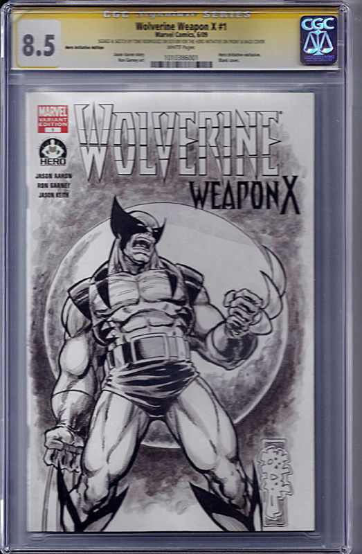 HERO INITIATIVE WOLVERINE WEAPON-X , in Jeff Bushnick's cgc ss sketch ...