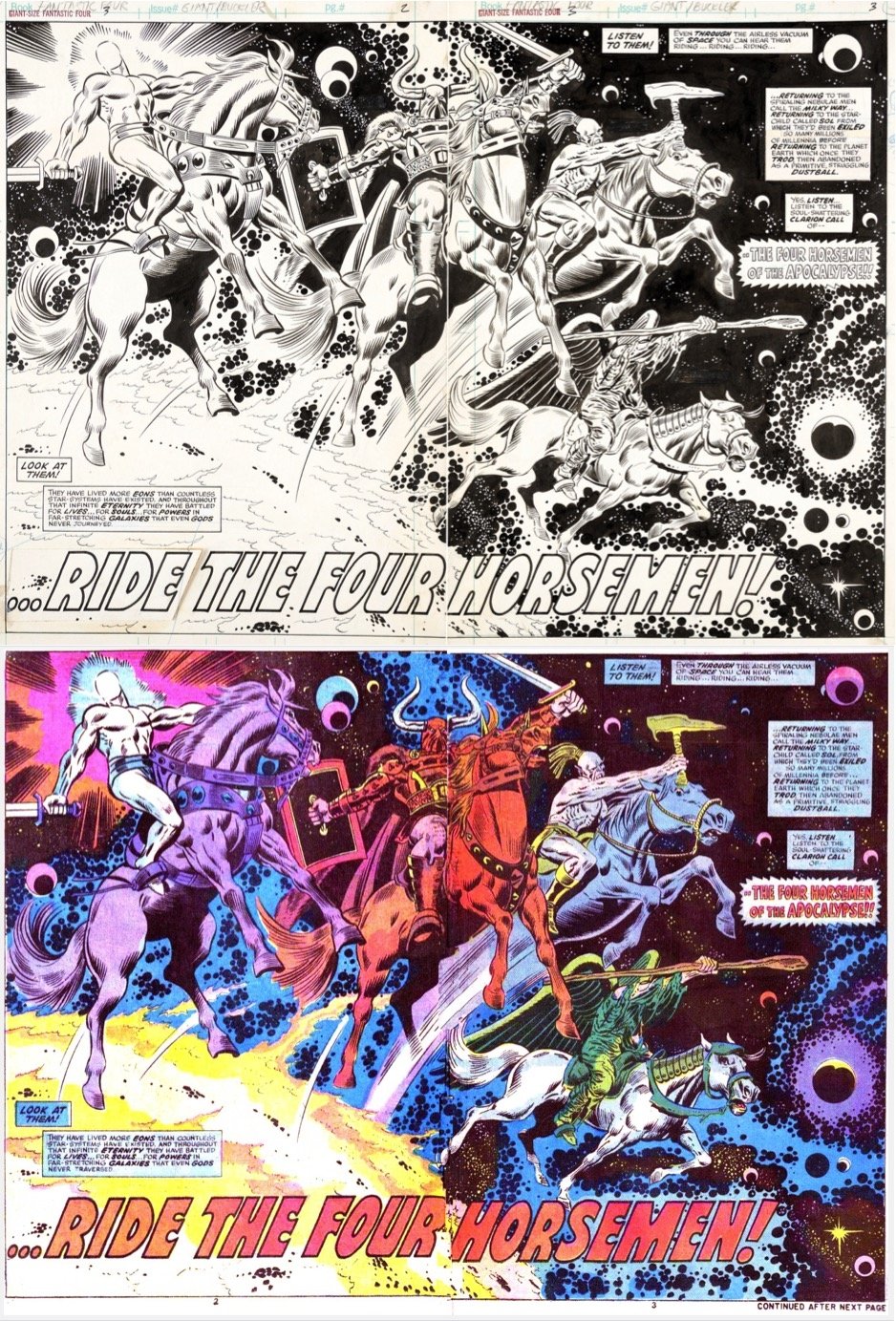 Giant Size Fantastic Four 3 P2 3 1974 1st App Four Horsemen Of The Apocalypse In Dino Mauricio S Marvel Splashes Panels Comic Art Gallery Room
