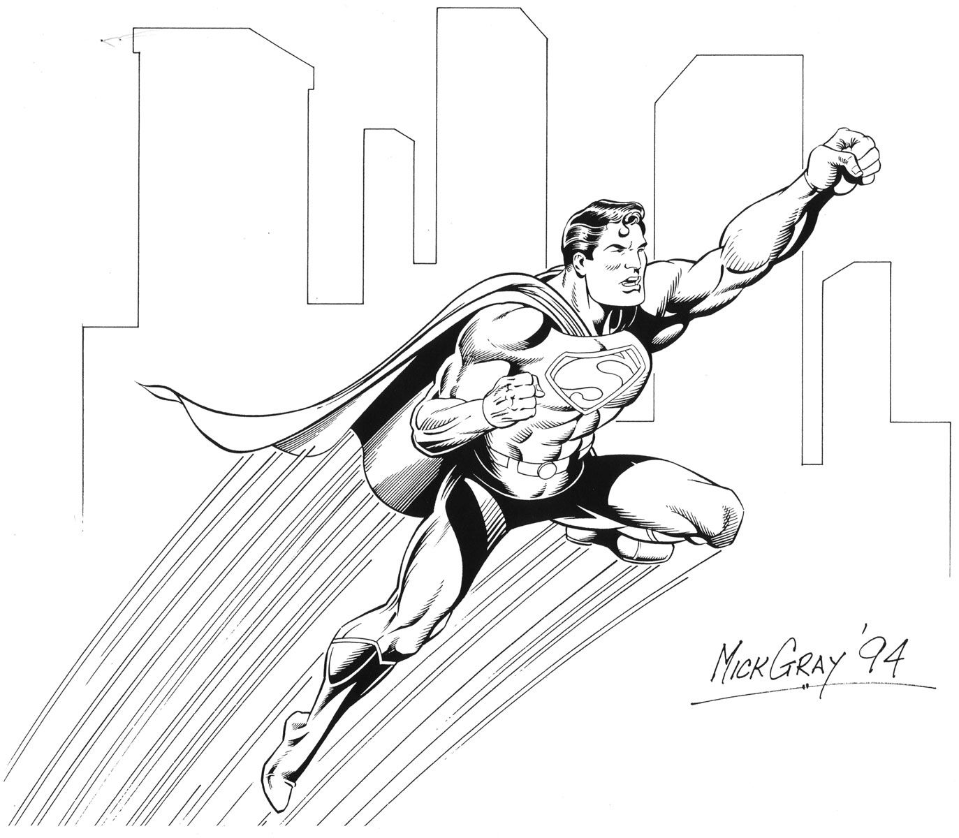 Superman Sketch 1994, in Mick Gray's Gray , Mick Comic Art Gallery Room