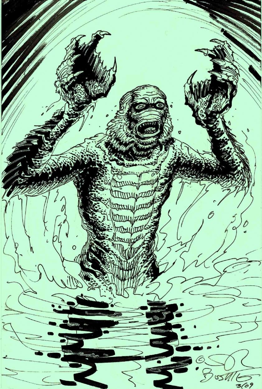 Creature from the Black Lagoon, in Stephen Bissette's SOLD ART Gallery