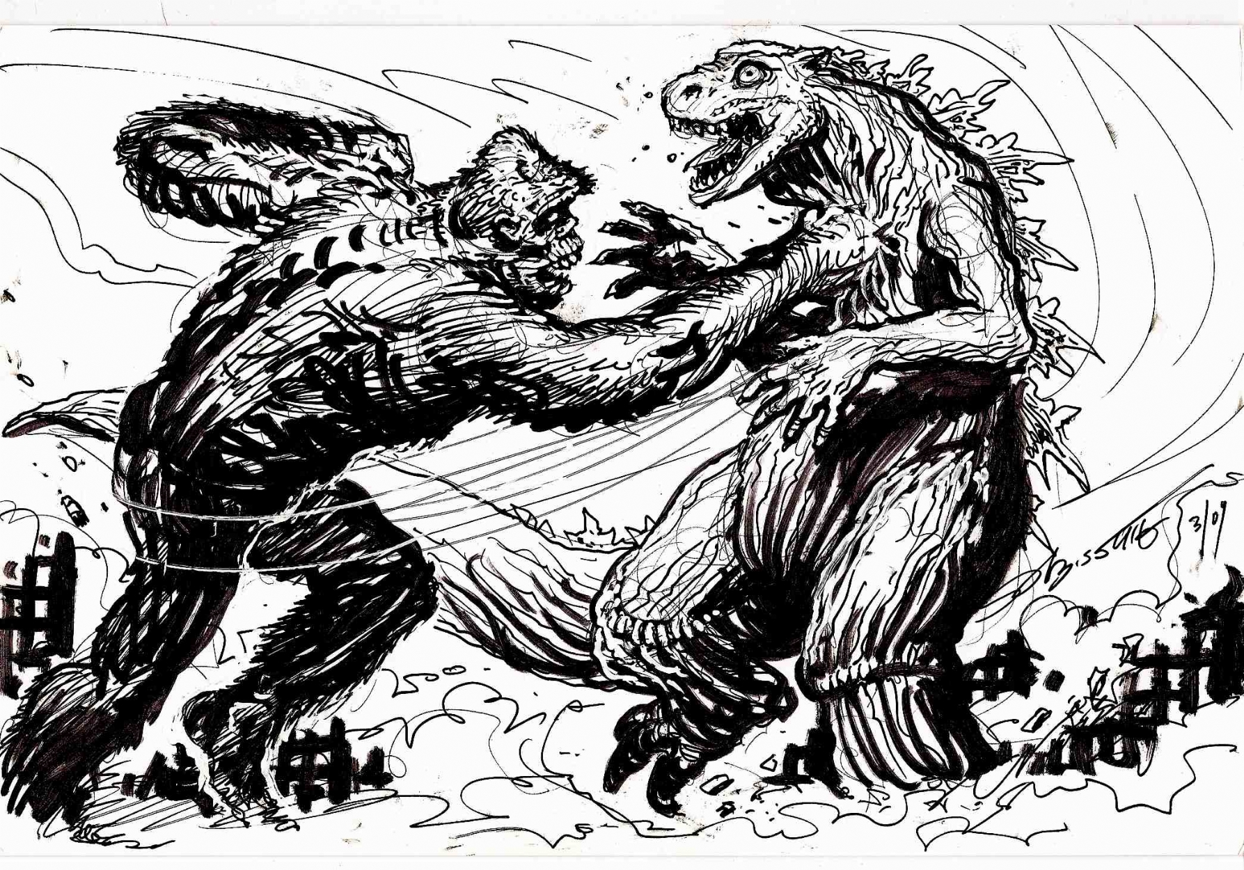 985 Simple King Kong Vs Godzilla Coloring Pages for Kids