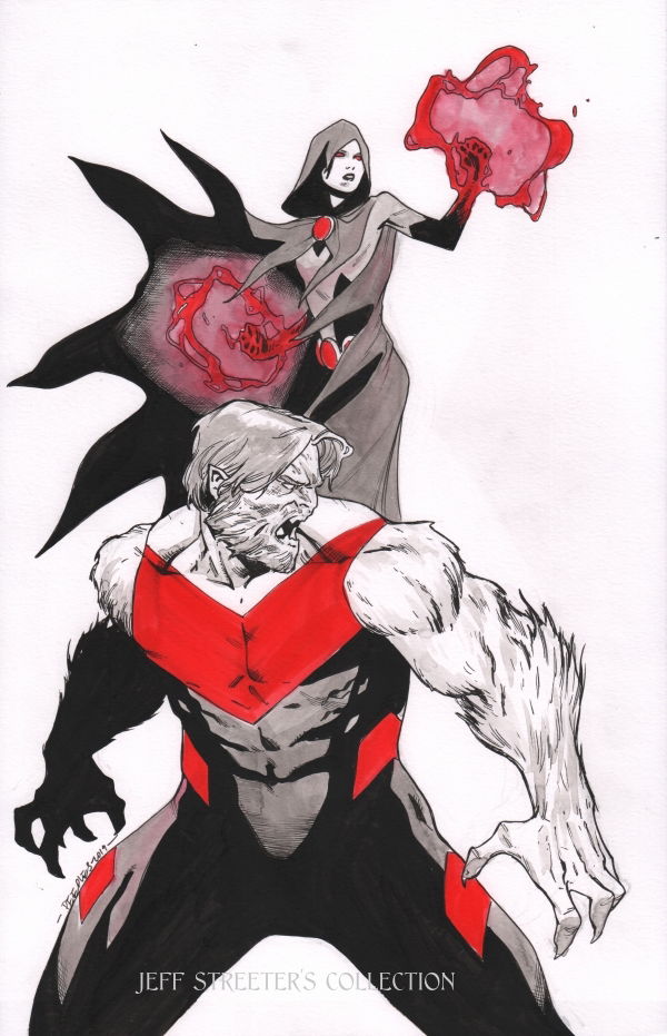 Raven And Beast Boy By Brent Peeples In Jeffrey Streeter S Non Sketchbook Art Comic Art Gallery Room