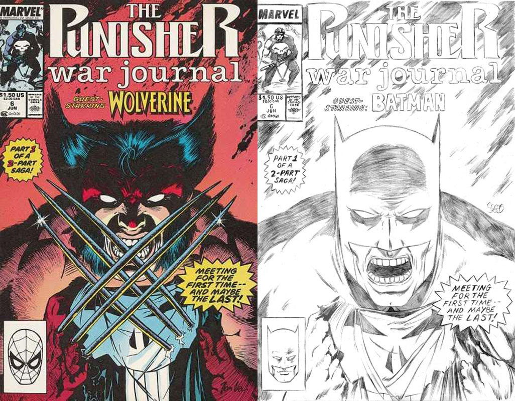 Batman vs. Punisher, in Joseph Esposito's My Commissions Comic Art Gallery  Room