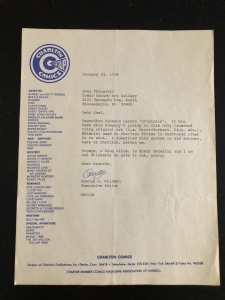 Charlton Comics Editor George Wildman signed correspondence Comic Art