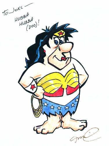 Hubba Hubba Doo Wonder Flintstone, in Joel Thingvall GALLERY OF WONDER  WOMAN ART's Wonder Woman Oddities Comic Art Gallery Room