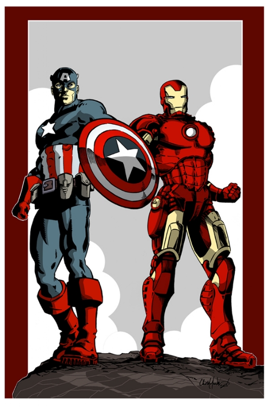 Captain America and Iron Man, in Chris McJunkin's Color Work Comic Art  Gallery Room