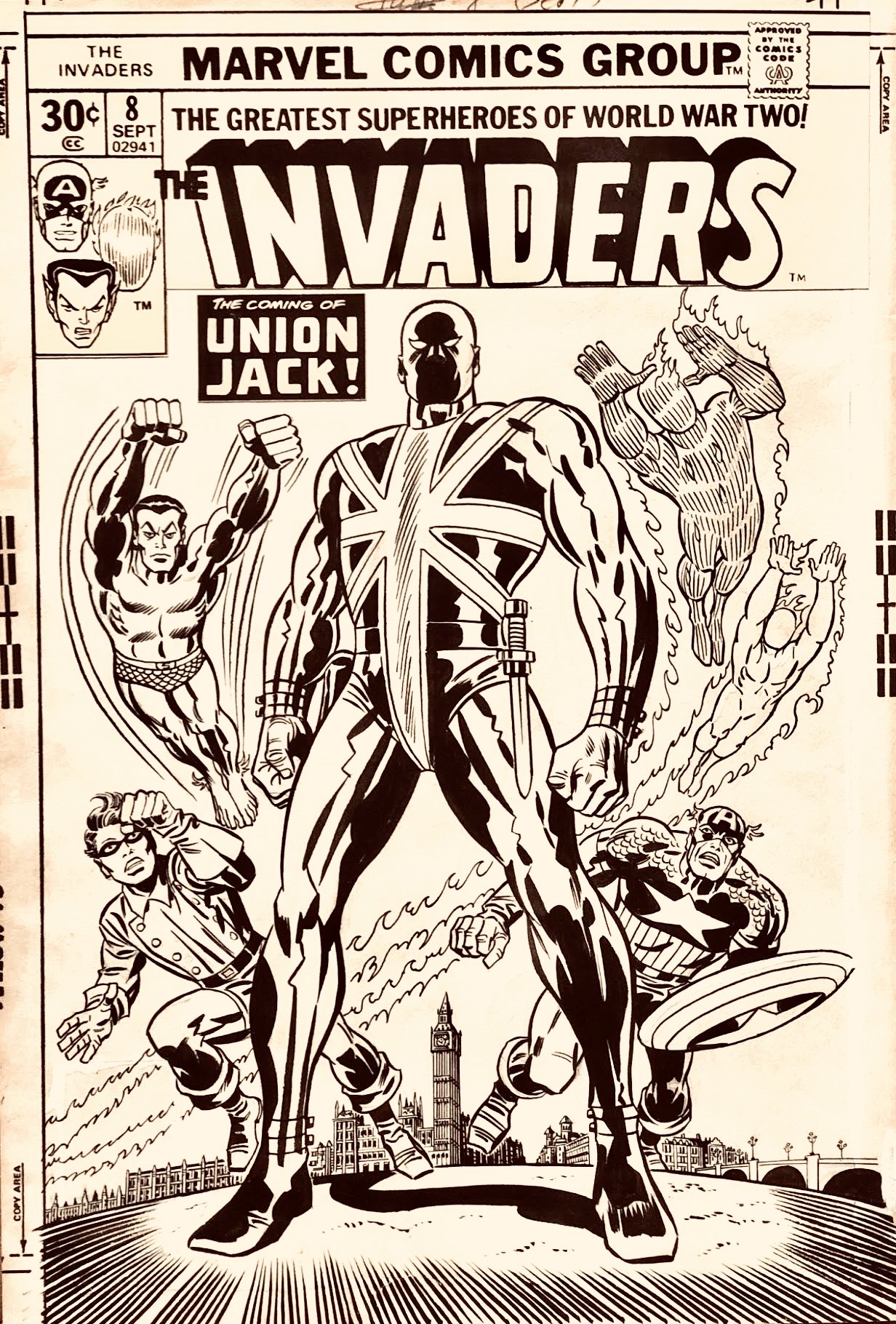 The Invaders #8 1976- UNION JACK- Marvel COMIC BOOK FN: (1977) Comic