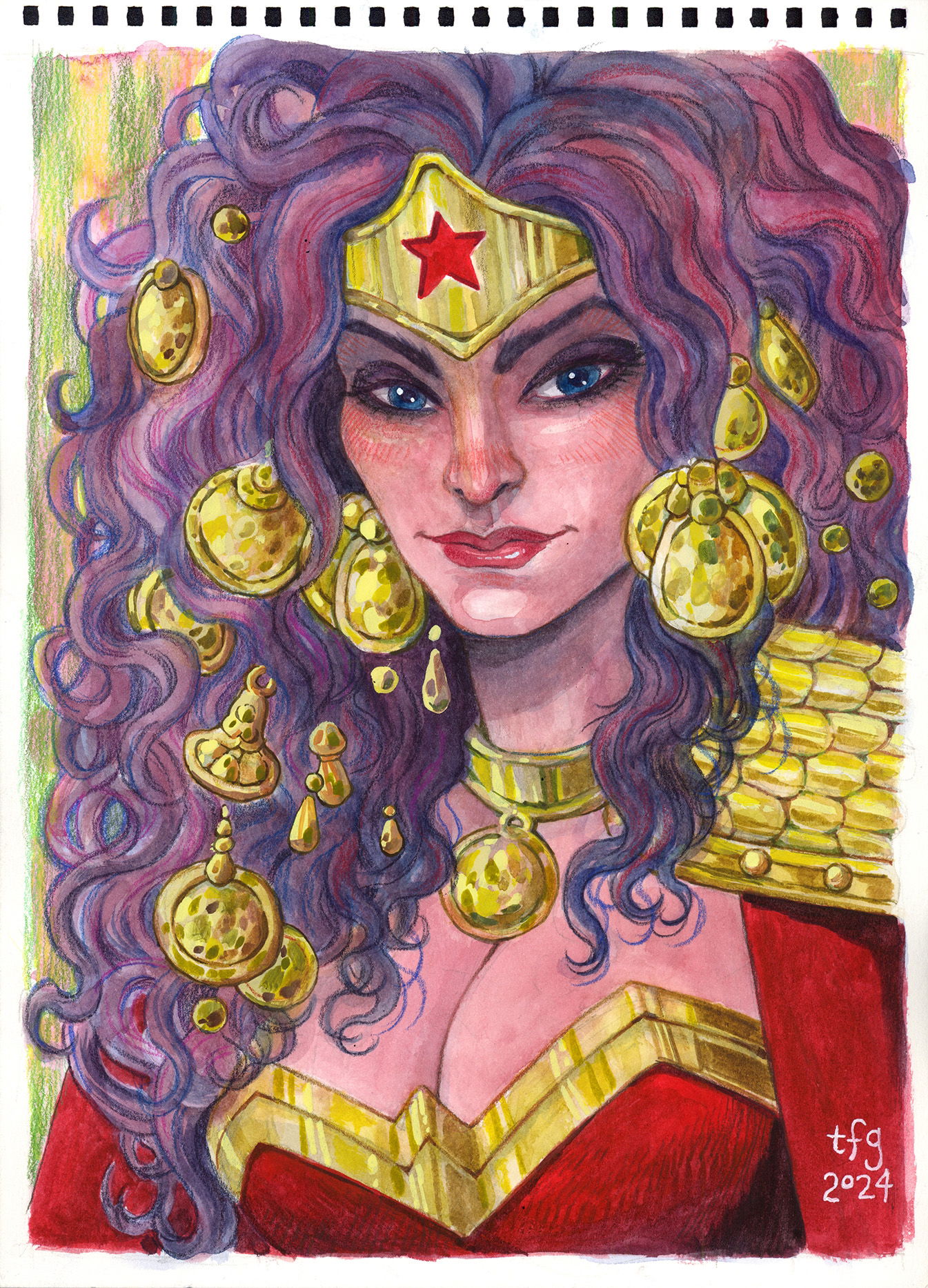 Wonder Woman Water Color Commission In Tyler Chin Tanners Wonder Woman Art Comic Art Gallery Room 5208