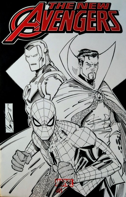 SPIDER-MAN, IRONMAN, & DR. STRANGE, in Cory Hamscher's 2018 Original Sketch  Covers For Sale Comic Art Gallery Room
