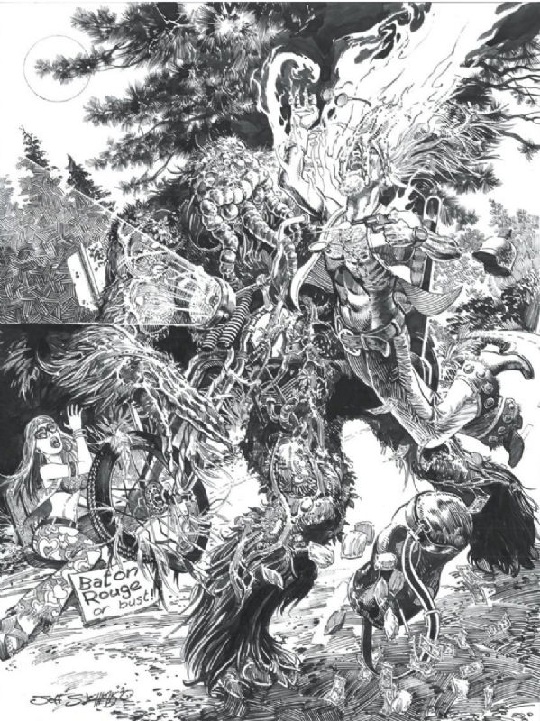 Man-Thing vs Bikers by Jeff Slemons, in Neal Roth's Man-Thing Comic Art ...