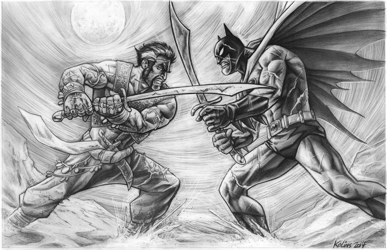Batman vs Ra's Al Ghul Scott Kolins, in SEAN THORNTON's Batman Commissions  Comic Art Gallery Room