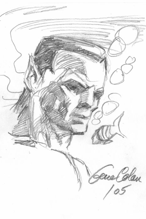 Subby Sketch, in Gene Colan's Books w/ Sketch 1 Comic Art Gallery Room