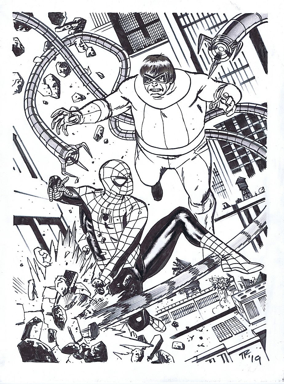 Tom Reilly Spider Man V Doc Ock In Phillip Hester S 10s Comic Art Gallery Room