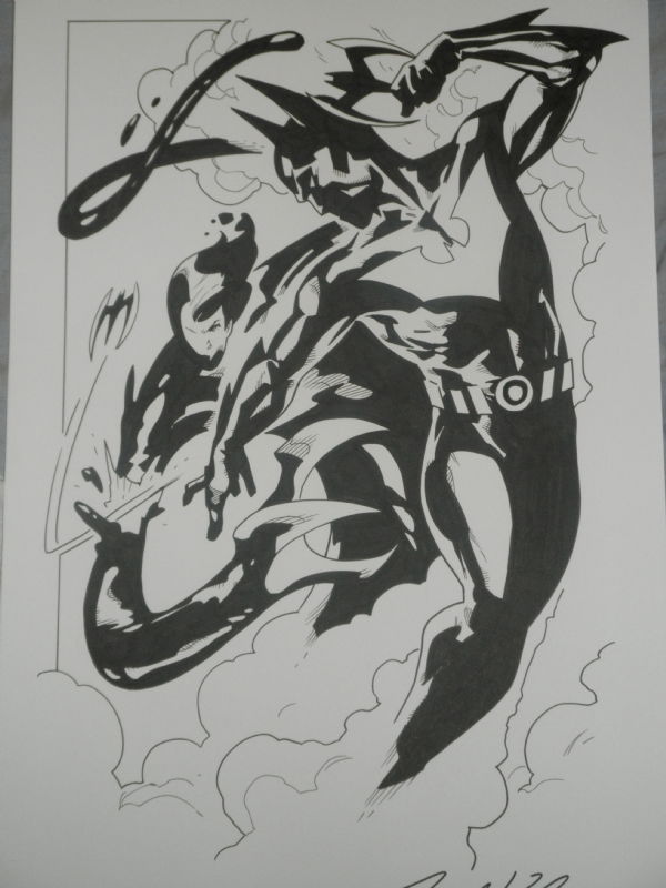 Batman Beyond vs Inque by Leonard Kirk, in Bellan Dye's Sketches! Comic Art  Gallery Room