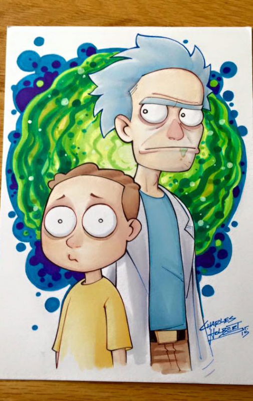 Rick and Morty, in Charles Holbert's Paintings and Marker Pieces Comic ...