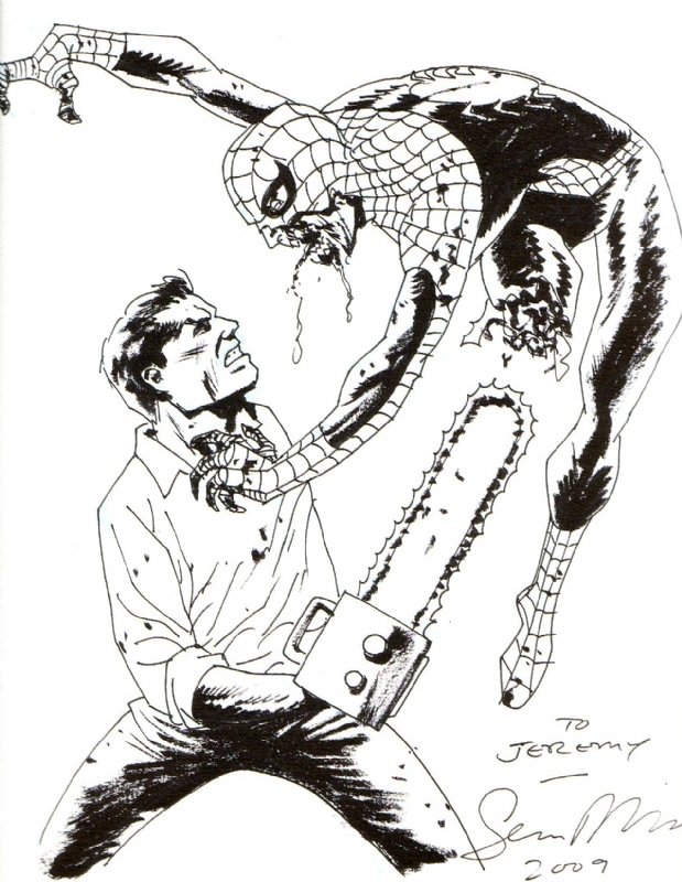 Ash vs. Zombie Spider-Man by Sean Phillips, in Jeremy Briam's Personal  Collection - Conventions Sketches Comic Art Gallery Room