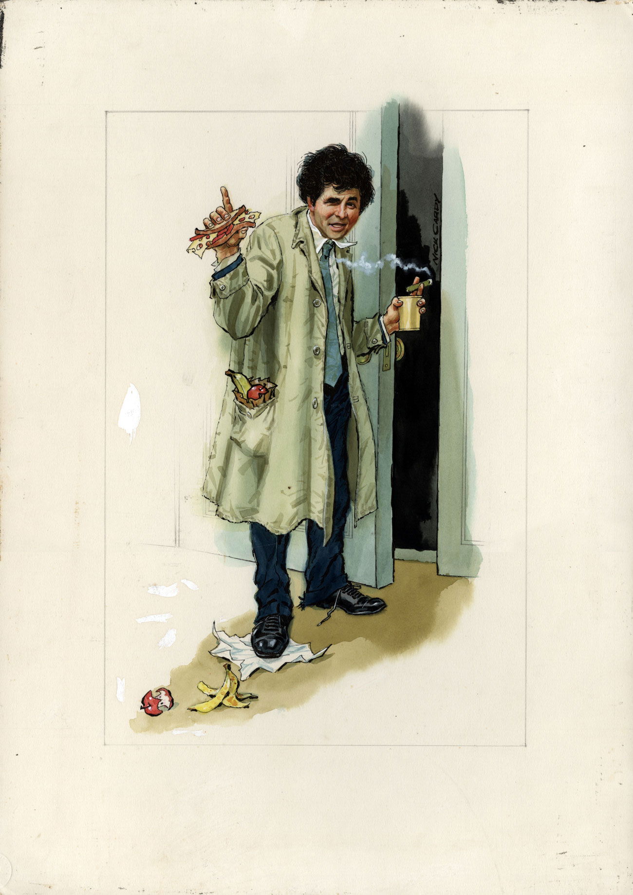 Peter Falk as Columbo illustration by Nick Cardy, in