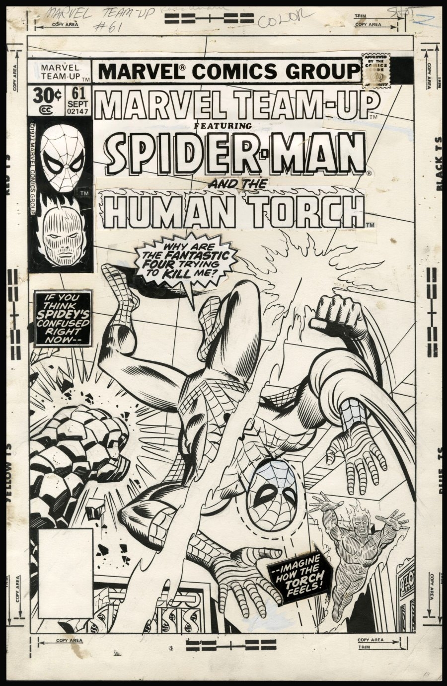 Al Milgrom - Marvel Team-Up #61 cover - Spider-Man & The Human Torch! Comic Art