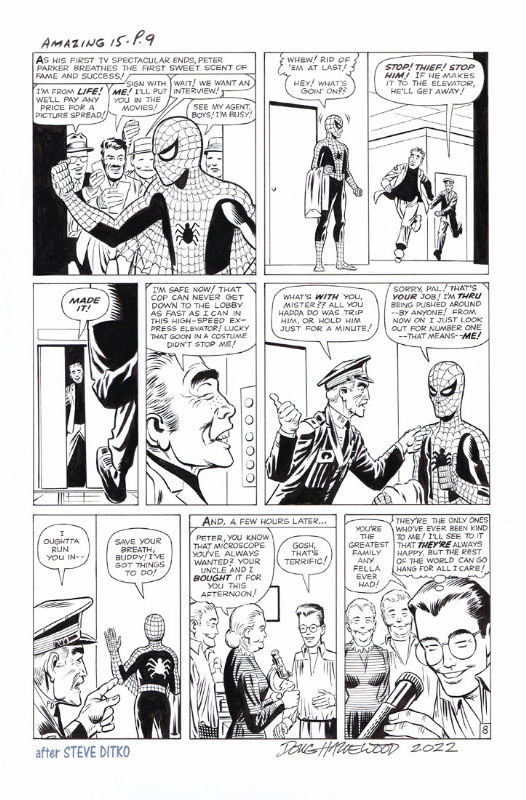 AMAZING FANTASY #15 Pg 8 RECREATION Ditko SPIDER-MAN ORIGIN Hazlewood ...