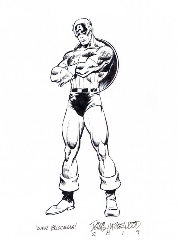 CAPTAIN AMERICA Inking Commission JOHN BUSCEMA / HAZLEWOOD, in Doug ...