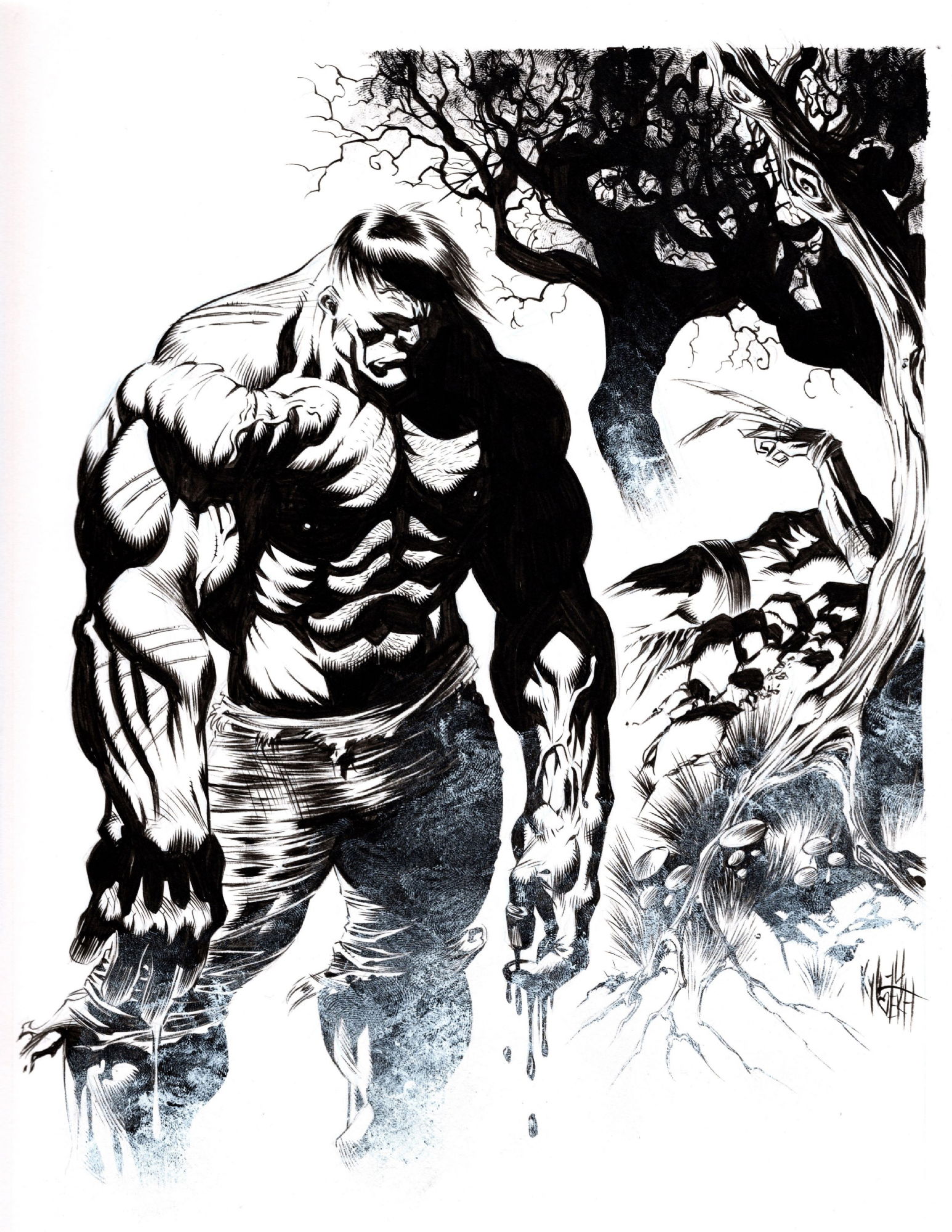 Hulk v Wolverine - Kyle Hotz, in T Shen's Commissions/Sketches - Hulk ...