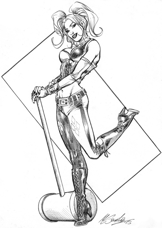 Harley Quinn Black and White Version Drawing by Stephanie Yates  Fine Art  America