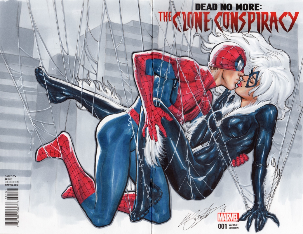 Spider-man & Black Cat first kiss, in Marco Santucci's Commissions Comic  Art Gallery Room