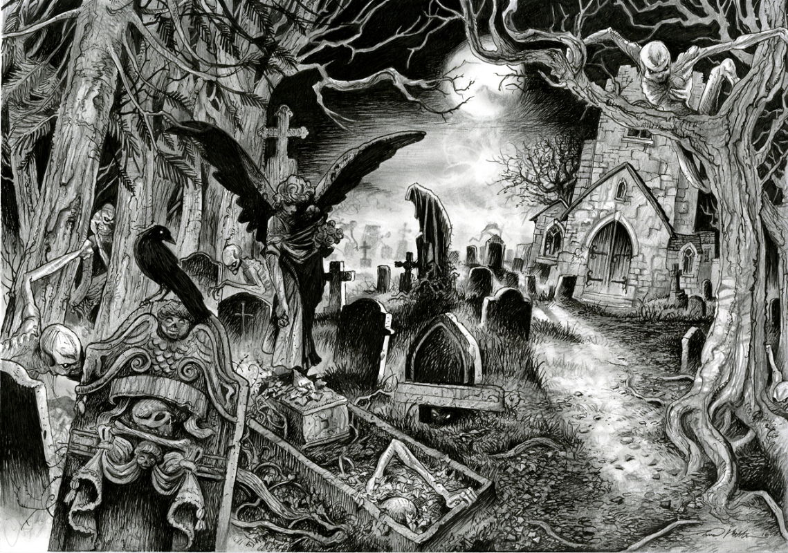 Graveyard scene, in david hitchcock's david hitchcock ART Comic Art