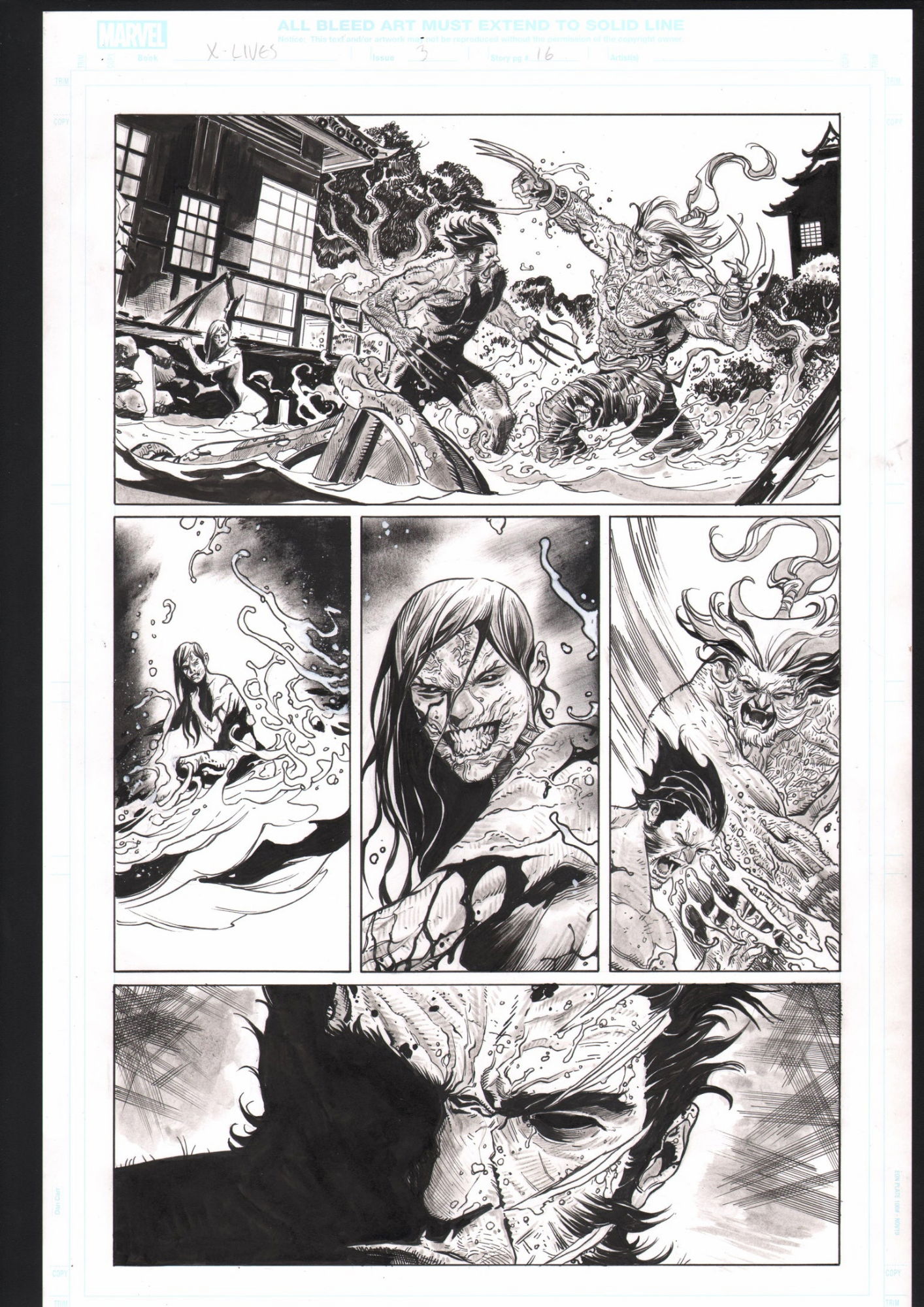 X-Lives Of Wolverine #3 Page 16 Original Art Featuring Wolverine Vs ...