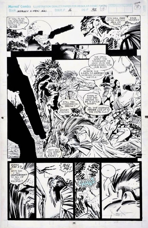 Uncanny X Men Annual 16 Page 38 Original Art X Men Bishop Jean Grey Archangel Colossus Vs The Death Sponsers By Jae Lee In Nikolaos K S X Men Comic Art Gallery Room