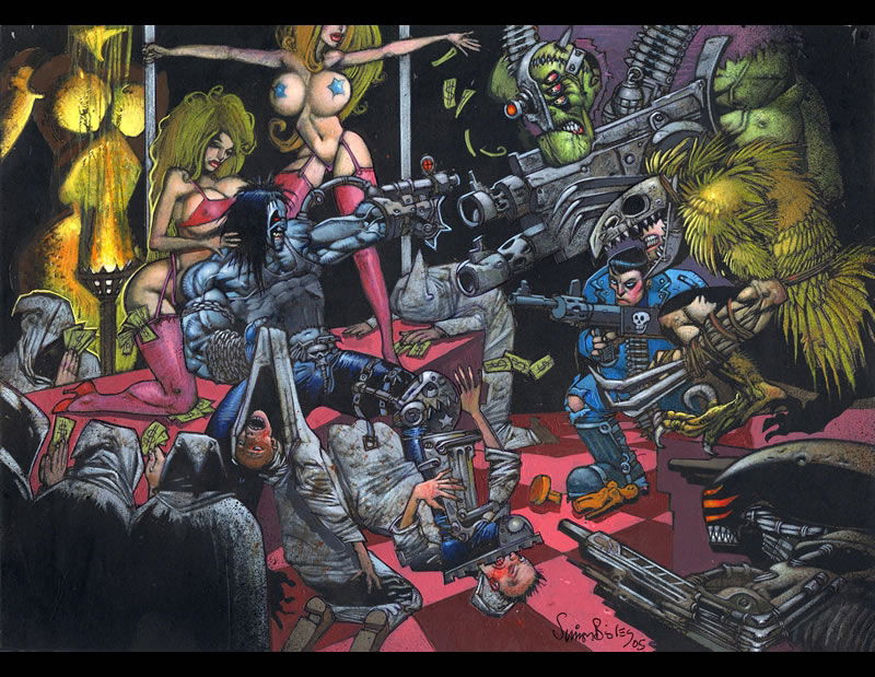 Lobo Nightclub Scene Painting (SOLD), in Simon Reed's ART SOLD by SIMON  BISLEY (SORRY YOU MISSED IT!) Comic Art Gallery Room