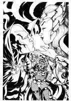 Mister Miracle & Big Barda vs. The Enchantress & The Executioner by Nate Stockman Comic Art