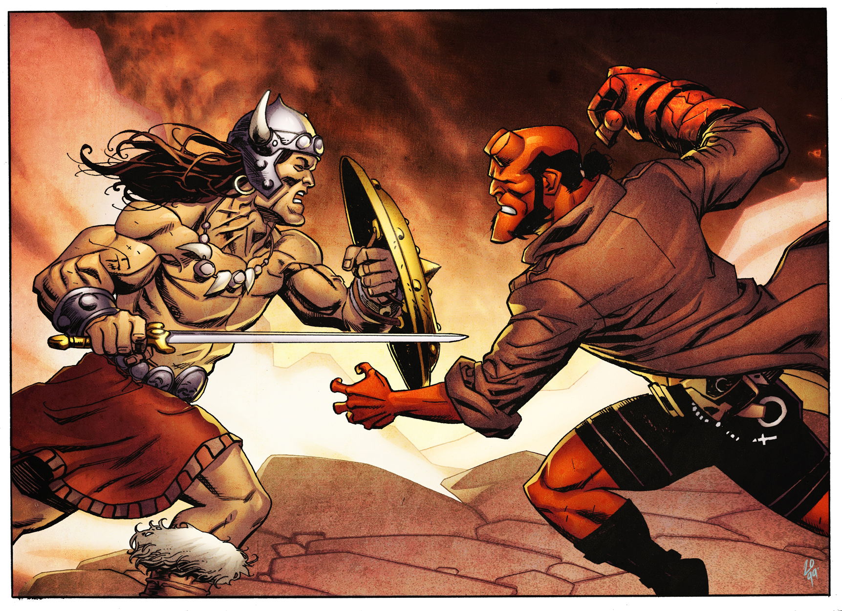 Conan the Barbarian vs. Hellboy by Mike Hawthorne & Simon Gough, in