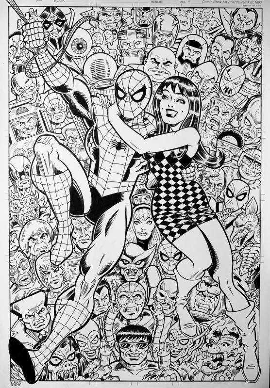 Ross Andru tribute, Spider-Man, Mary Jane, Green Goblin, Lizard, Doc Ock, etc. by Lou Russo Comic Art