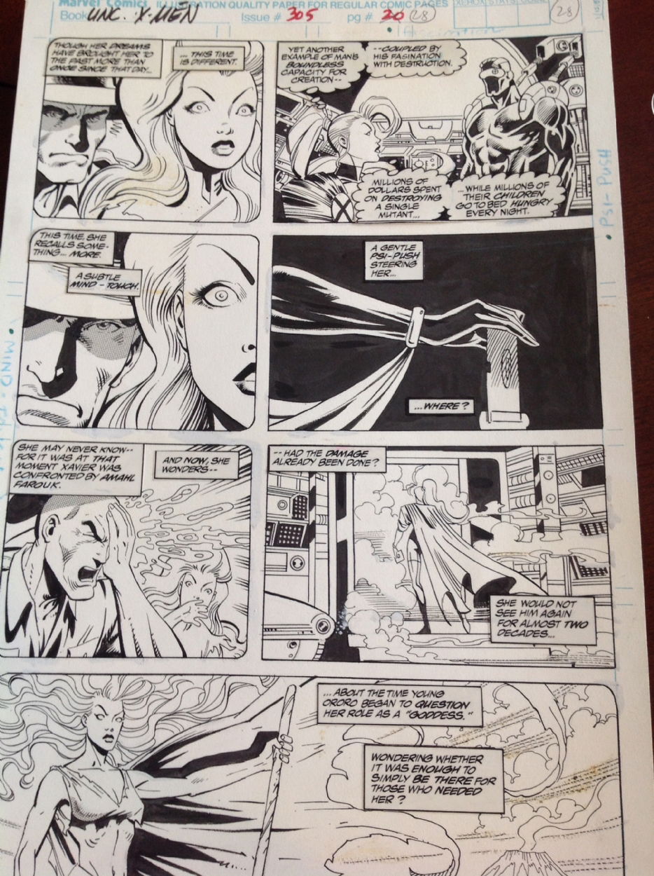 Uncanny X Men Issue 305 Page 28 Storm Prof X Shadowking In Thomas Crosby S X Men Comic Art Gallery Room