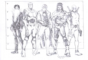 Jeanty: X-Lineup - Sabretooth, Gambit, Deadpool, Chamber, Bishop  (inspired by the Usual Suspects) Comic Art