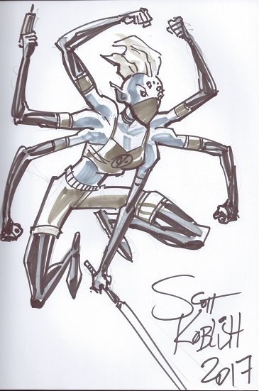 Itsy Bitsy (Spider-Man/Deadpool) by Scott Koblish (Big Apple Comic Con  2017), in Jason Borelli's Sketchbook #09 Comic Art Gallery Room