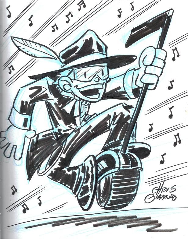 Music Meister (Batman: The Brave And The Bold) by Chris Giarrusso (MoCCA  Art Festival 2010), in Jason Borelli's Sketchbook #04 Comic Art Gallery Room