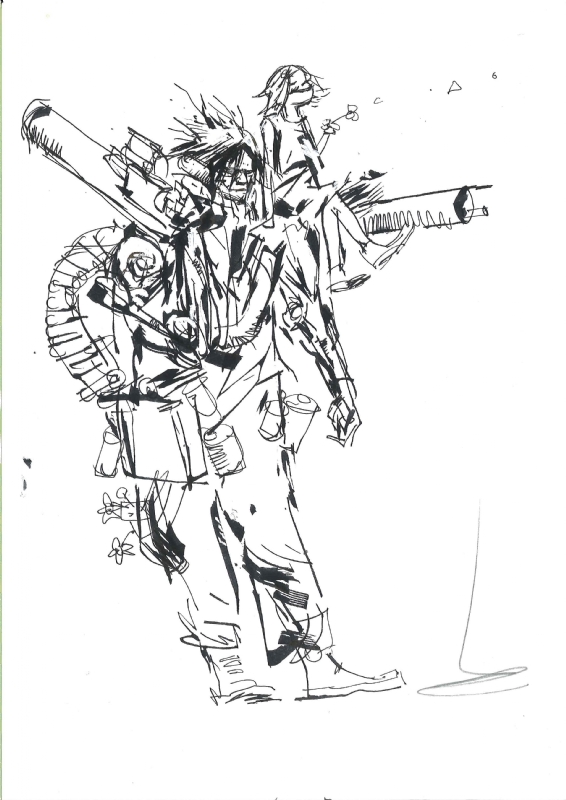 Ashley Wood for Metal Gear Solid research sketch Comic Art