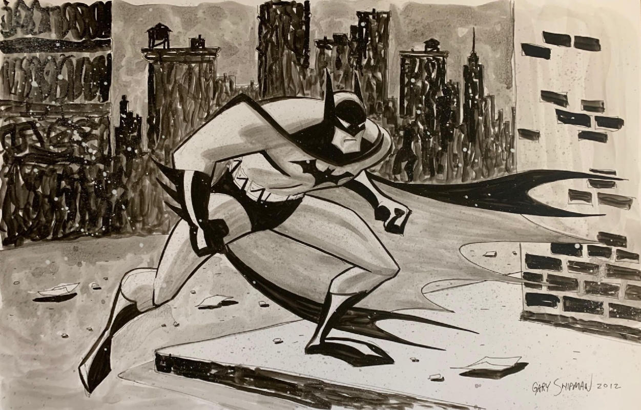 Bruce Timm style BATMAN Animated Series artwork by Gary Shipman, in Tarhan  K's For Sale - Sketches Comic Art Gallery Room