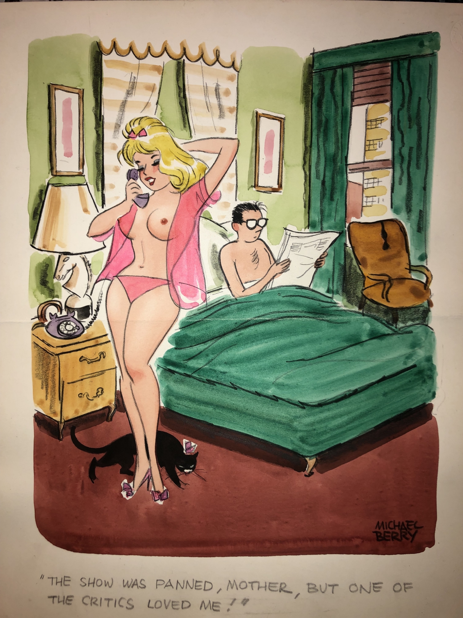 1960's Michael Berry Sexy ROGUE Magazine Gag Cartoon, in Johnny C.'s Gag  Cartoon Originals Comic Art Gallery Room