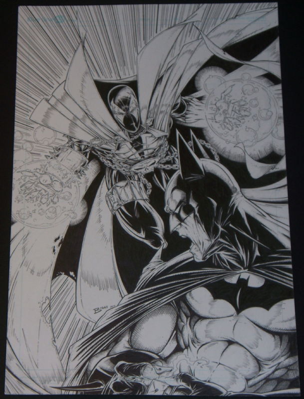 Batman and Spawn, in Jamie Biggs's DC Characters Comic Art Gallery Room