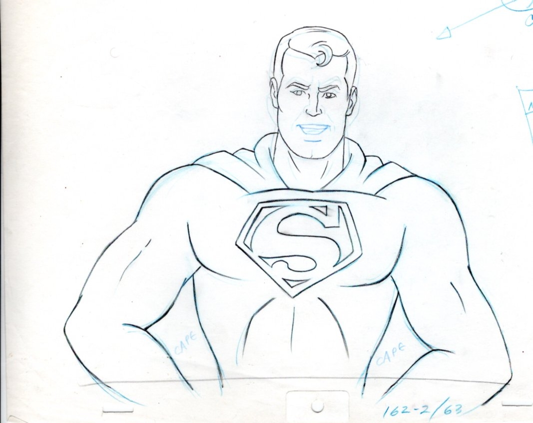 Superman Animation drawing 1970s, in George Hagenauer's KEEPERS post 1970  COMIC BOOK Comic Art Gallery Room