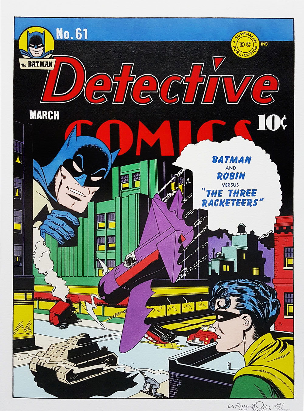 Angelo La Rosa Detective Comics No. 61 Batman Bob Kane Original Cover Art  Recreation., in Parigi Books's Larosa, Angelo Comic Art Gallery Room