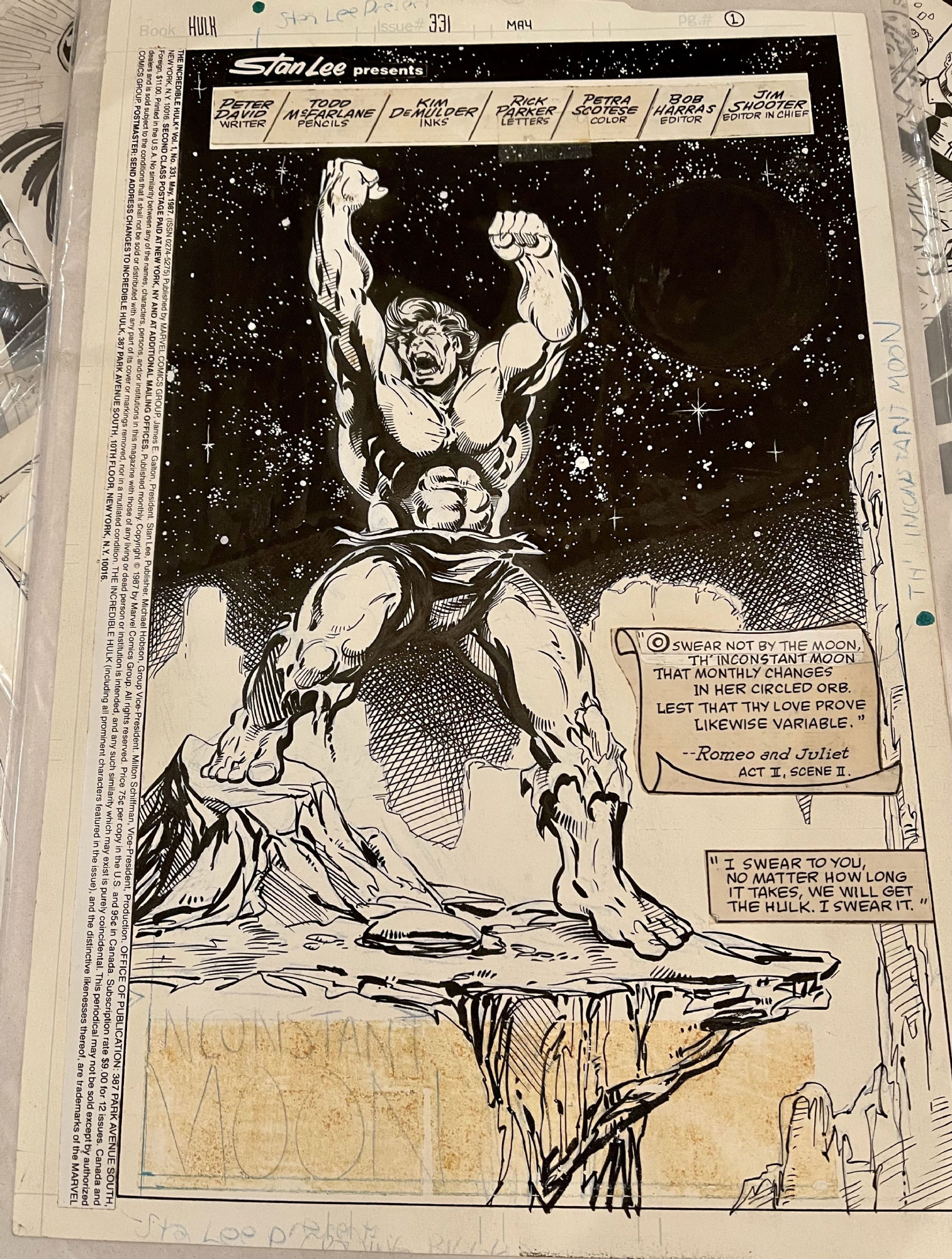 Incredible Hulk 331 Pg 1 Todd Mcfarlane In Mcspidey Fan S Todd Mcfarlane Incredible Hulk Comic Art Gallery Room