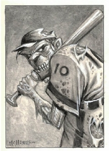 Zombie Baseball Card Comic Art