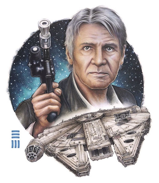 Star Wars Han Solo-Hans seit 1977 Millenium Falcon Stucker 