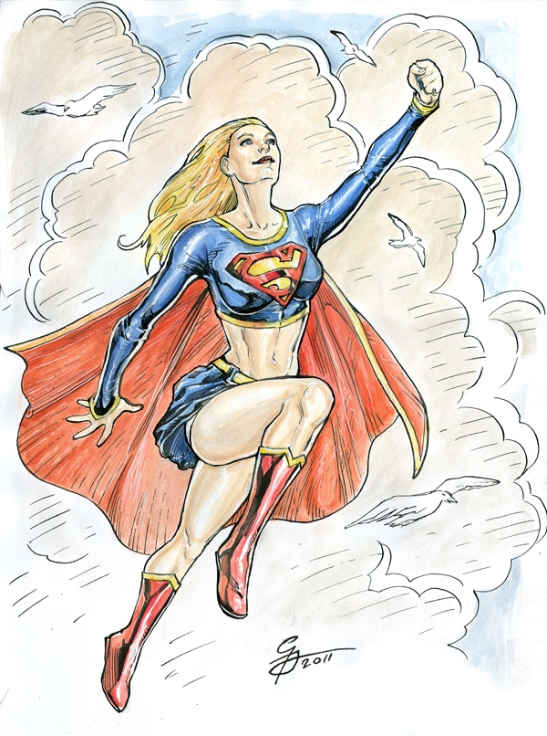 Supergirl Super girl Flying! By George The Art Knight Todorovski !, in  George Todorovski's Comic Book Characters Comic Art Gallery Room