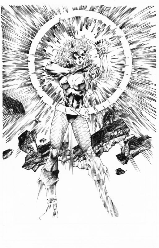 BLACK CANARY, in jeffrey huet's 3 WISHES Inks Comic Art Gallery Room