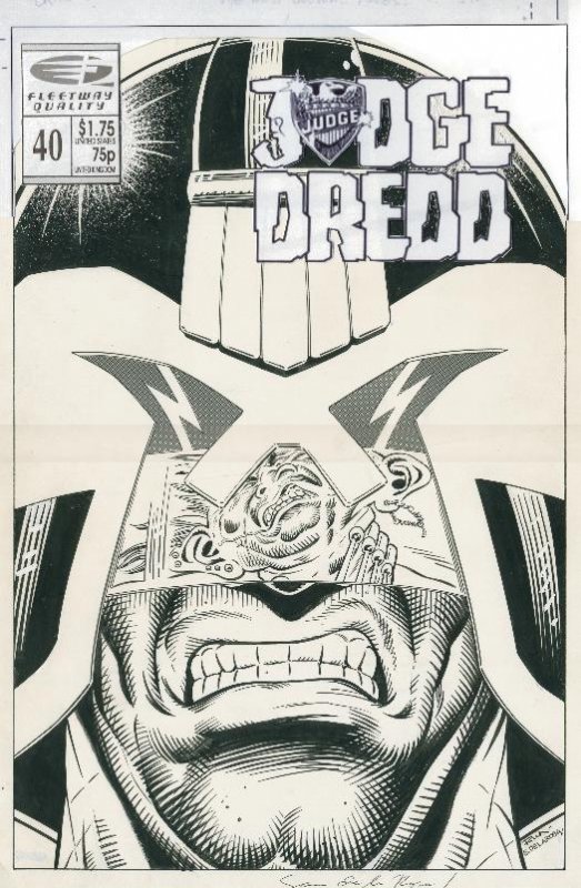 Judge Dredd #40 cover with replacement title Comic Art